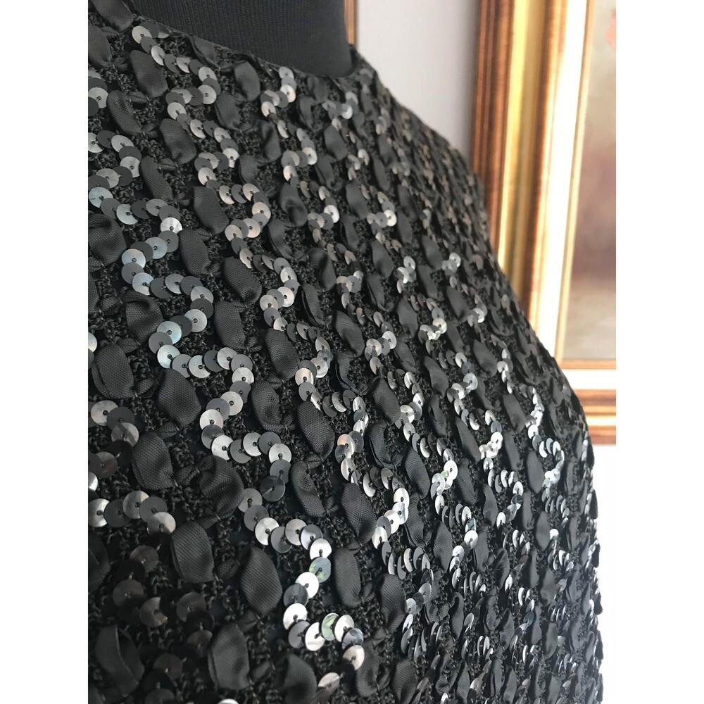Vintage Sequin Black Sleeveless Top - Picture 2 of 9